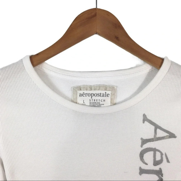 WS652 Aeropostale Stretch Waffle LS Shirt Top L - Picture 3 of 4